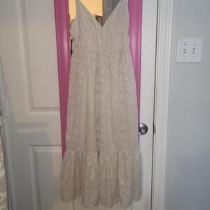 Sage The Label ivory floral midi boutique dress